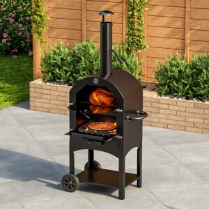 Pizza Makers & Ovens 3-in-1 Charcoal BBQ Grill with Chimney Outdoor Pizza Makers & Ovens Living and Home