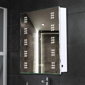 700x500MM LED Illuminated Mirror Cabinet with Shaver Socket Bathroom Mirror Cabinets Living and Home Aluminum Back (Touch)