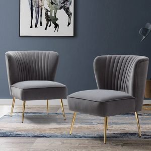 Small Cocktail Accent Chair Accent Chair Living and Home Velvet Grey