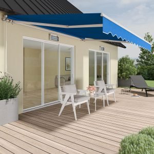 Retractable Patio Awning Blue Manual Shelter Patio Awnings Living and Home