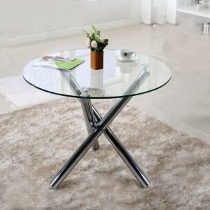 Round Dining Table 88cm Coffee Table with 3 Crossover Legs Dining Tables Living and Home