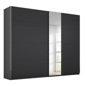 Perth Sliding 240cm Wardrobe in Z2604 Graphite Carc/Basalt Gls on Furniture Village